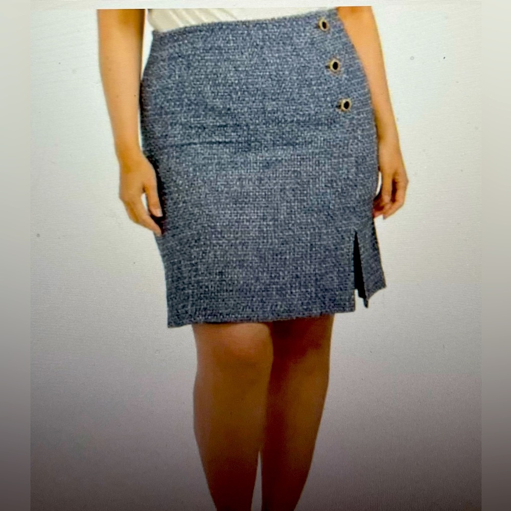 St. John, black blue, multi tweed skirt,‎ new with tags, size 12, midi
